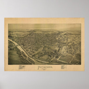 Poster Carte panoramique 1893 Pottstown PA Pennsylvanie