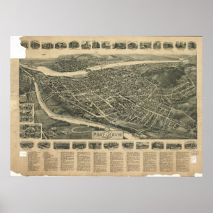 Poster Carte panoramique antique de Jervis New York 1920