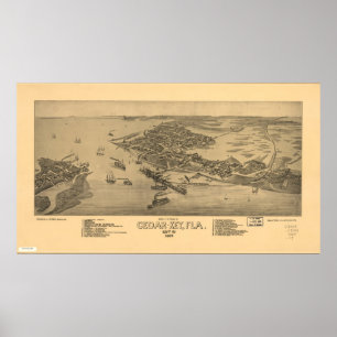 Poster Carte panoramique antique de la Floride 1884 princ