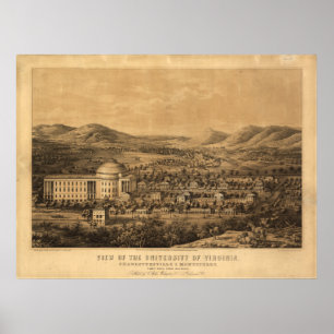 Poster Carte panoramique antique de l'Université de Virgi