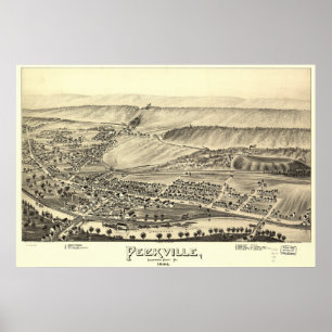 Poster Carte panoramique antique de Peckville