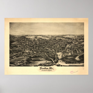 Poster Carte panoramique antique Houlton Maine 1894