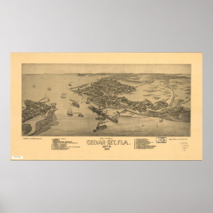 Poster Carte panoramique de la Floride 1884 principaux de