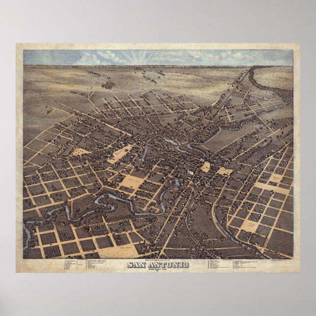 Poster Carte panoramique des yeux des oiseaux de San Anto (Devant)
