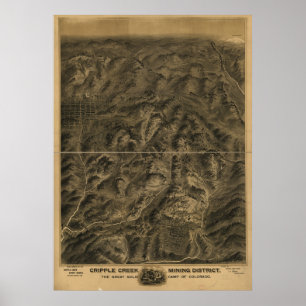 Poster Carte panoramique du Colorado 1895 de crique
