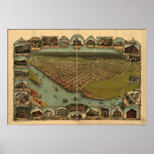Poster Carte panoramique Eureka California 1902