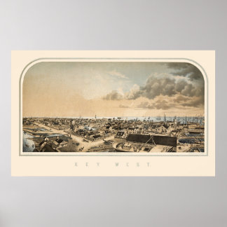 Poster Carte panoramique Key West FL 1855