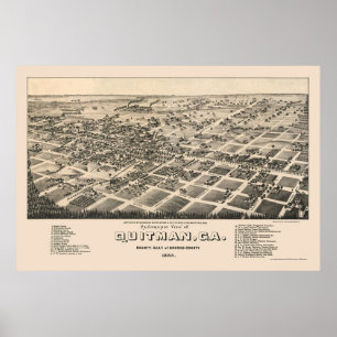 Poster Carte panoramique Quitman, GA - 1885