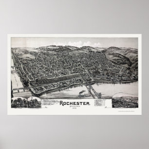 Poster Carte panoramique Rochester, PA - 1900
