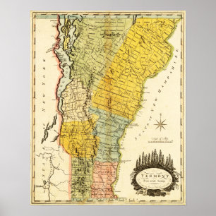 Poster Carte panoramique VermontVermont