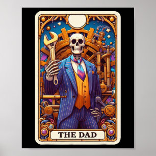 Poster Carte Papa Tarot Squelette Fête des pères Papa Bab