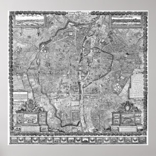 Poster Carte Paris 1652