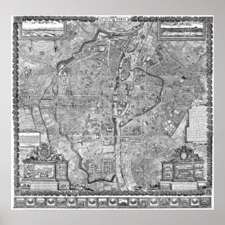 Poster Carte Paris 1652
