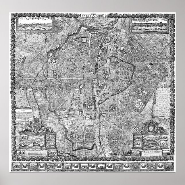 Poster Carte Paris 1652 (Devant)