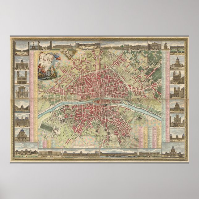 Poster Carte Paris vintage (Devant)