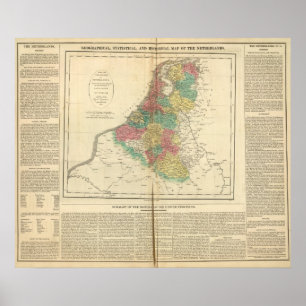 Poster Carte Pays-Bas, BReligium Atlas
