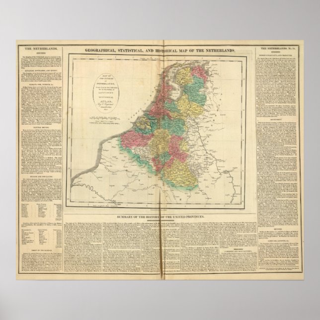 Poster Carte Pays-Bas, BReligium Atlas (Devant)