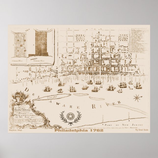 Poster Carte Philadelphie 1762, réplique (Devant)