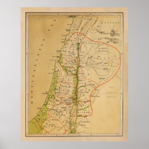 Poster Carte physique de la vieille Palestine (1881)