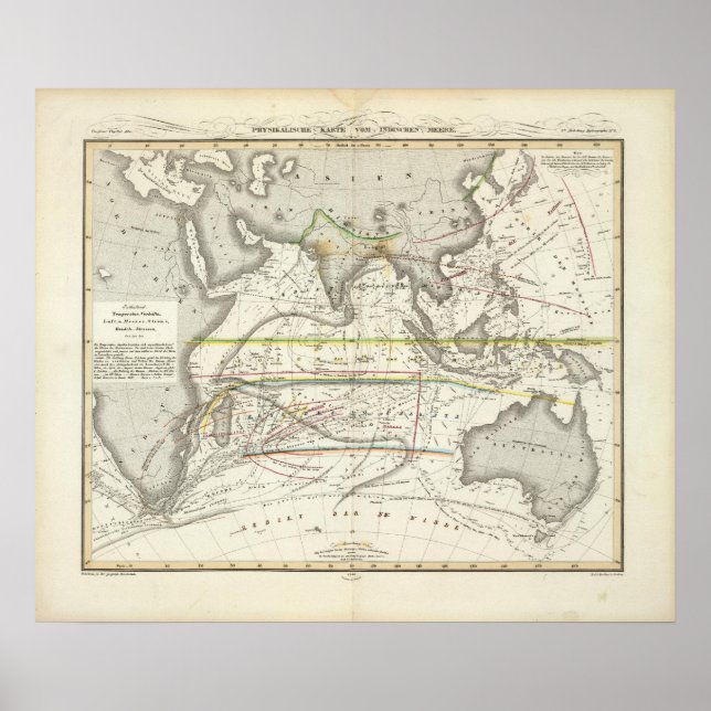 Poster Carte physique des mers indiennes (Devant)