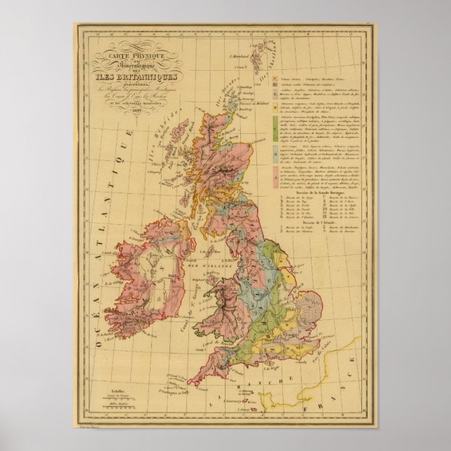 Poster Carte physique et minéralogique (Devant)