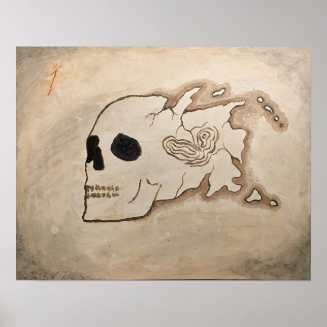 Poster Carte pirate "Eaux dangereuses" par David Good (Devant)