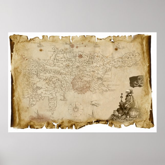 Poster Carte pirate pour rassurer l'île (Devant)