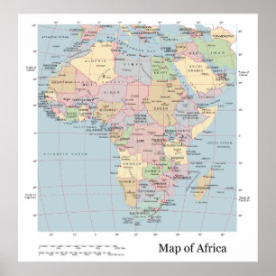 Poster Carte politique du continent africain moderne