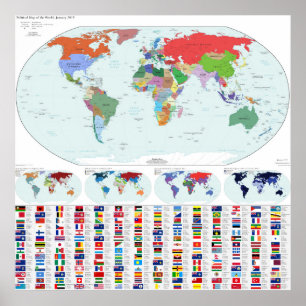 Poster Carte politique du monde, 2019 (notre pays juste