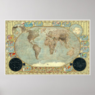 Poster Carte politique du monde - Décor impérial