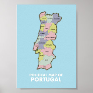 Poster Carte politique du Portugal Tasse à café bicolore