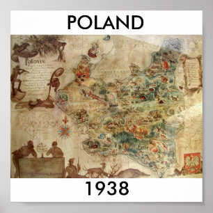 POSTER CARTE POLOGNE 1938