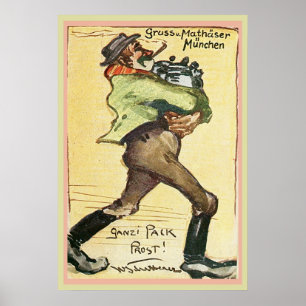 Poster Carte postale 1918 de l'Allemagne de brasserie de