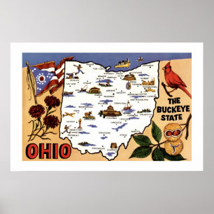 Poster Carte postale 20x30 Ohio Buckeye State