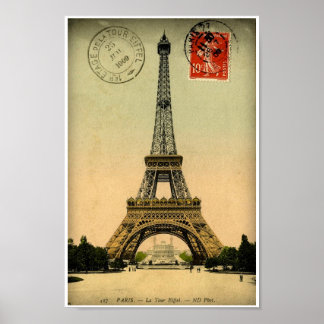 Poster Carte postale ancienne française Tour Eiffel Paris
