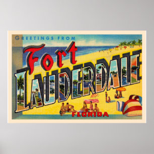 Poster Carte postale aux grandes lettres de Fort Lauderda