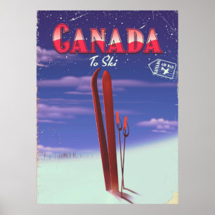 Poster Carte postale Canada Air à ski.