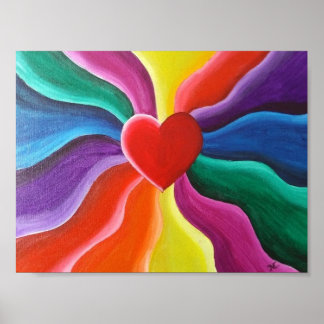 Poster Carte postale Coeur et arc-en-ciel