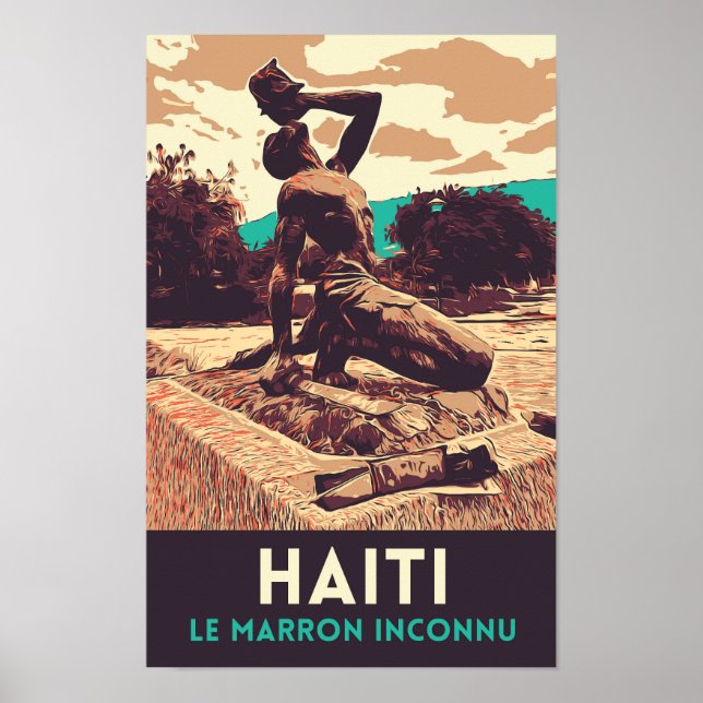Poster Carte postale de la statue de Haiti Marron inconnu (Devant)
