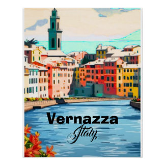 Poster Carte postale de Vernazza Cinque Terre, Italie, Tr