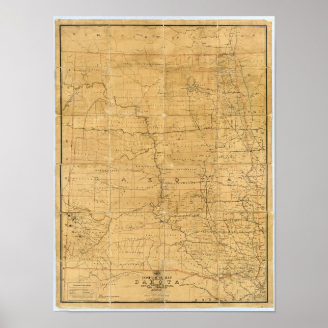 Poster Carte postale du territoire du Dakota (Devant)