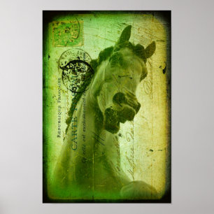 Poster Carte Postale Grunge Horse