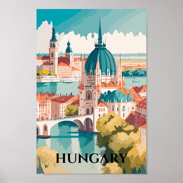 Poster Carte postale Hongrie célèbre Travel Place (Devant)