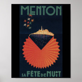 Poster Carte postale Menton Sa Fete de Nuit Côte d'Azur