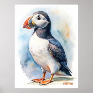 Poster Carte postale Peinture d'aquarelle d'oiseau de Puf