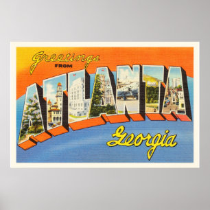 Poster Carte postale pour l'ancien Vintage voyage Atlanta
