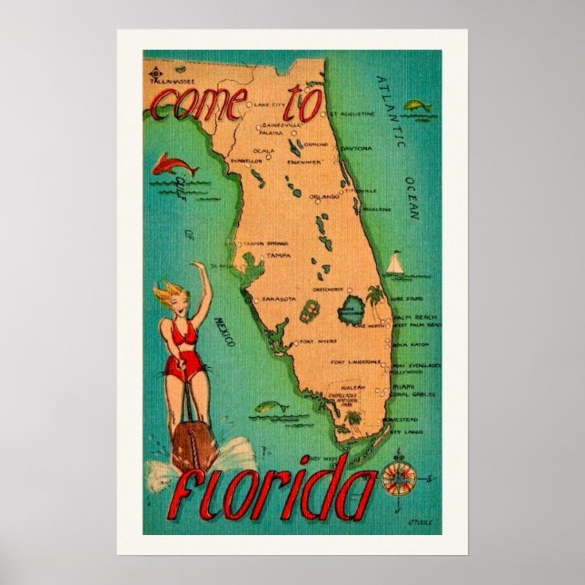 Poster Carte postale Retro de Floride Imprimer (Devant)
