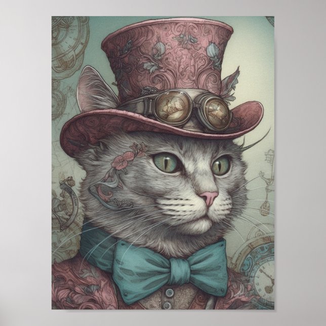 Poster Carte postale Steampunk Kitty (Devant)