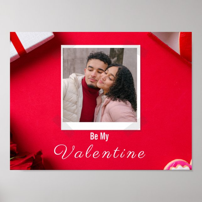Poster Carte postale Valentine personnalisable rouge et b (Devant)