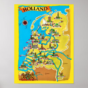 Poster Carte postale vintage de Holland Imprimer